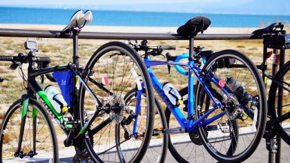 Bicycles on rack