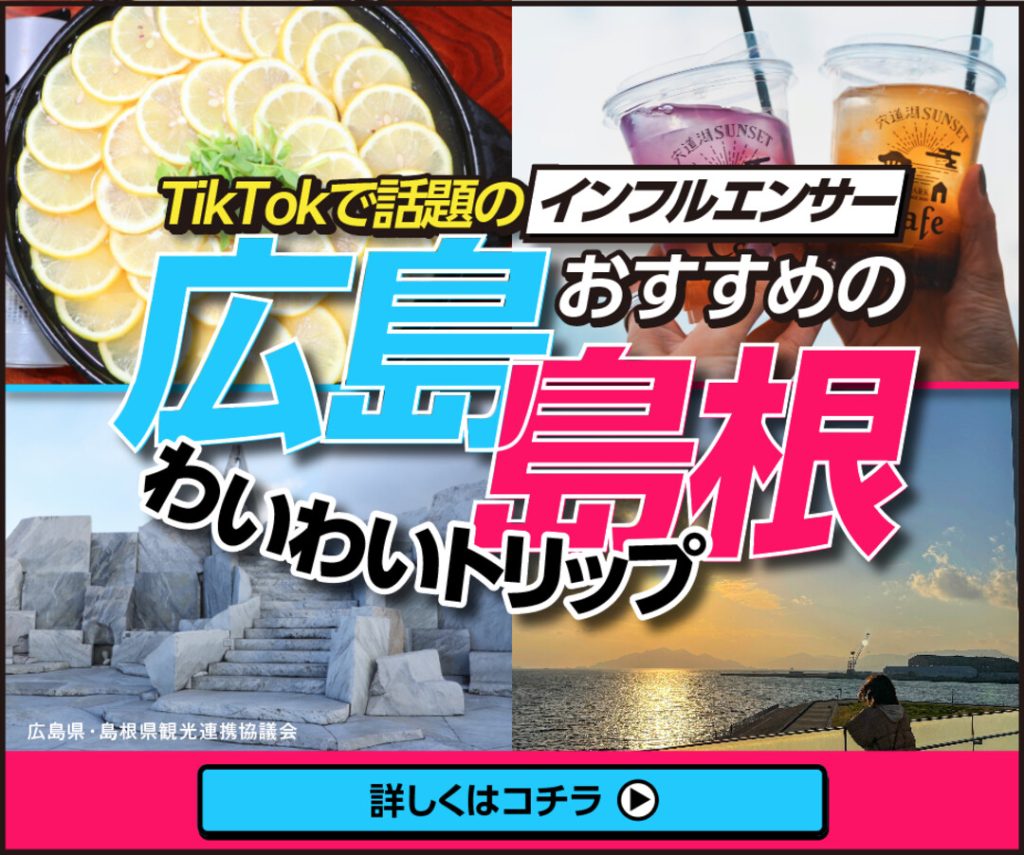 TikTok で話題のインフルエンサーりょうまい夫婦のおすすめ広島・島根わいわいトリップ
