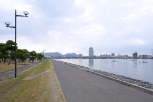 宍道湖　しじみ漁の景色（千鳥南公園）