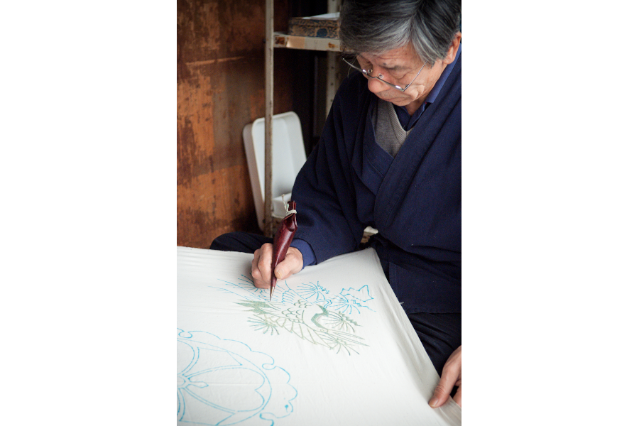 筒描藍染