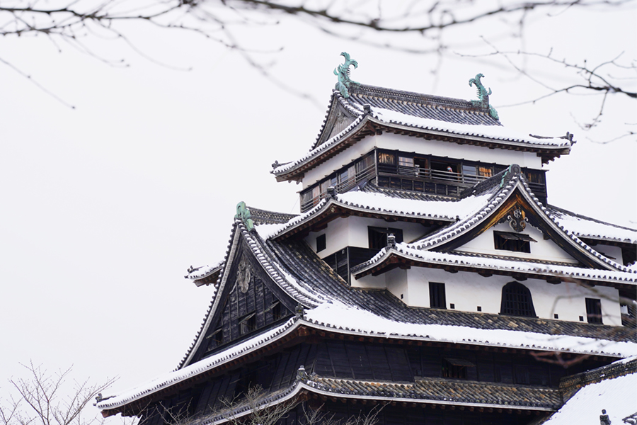 松江城の雪景色