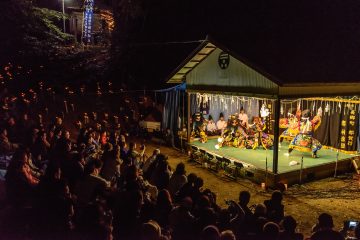 石見神楽　松尾山八幡宮 光の祭典（美郷町）　都神楽団　演目：戻り橋