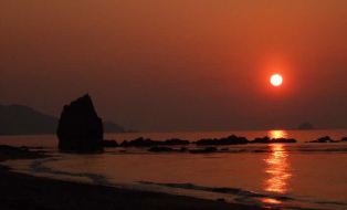 持石海岸夕日